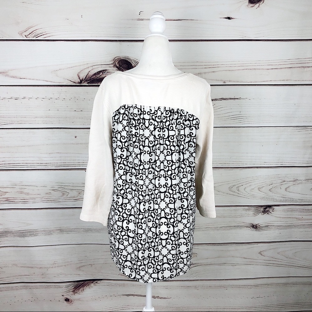 LOFT White Ribbed Flowy Pattern Back Pullover - Picture 7 of 9